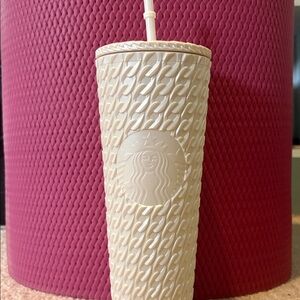 Starbucks Ivory cable knit Embossed Tumbler!